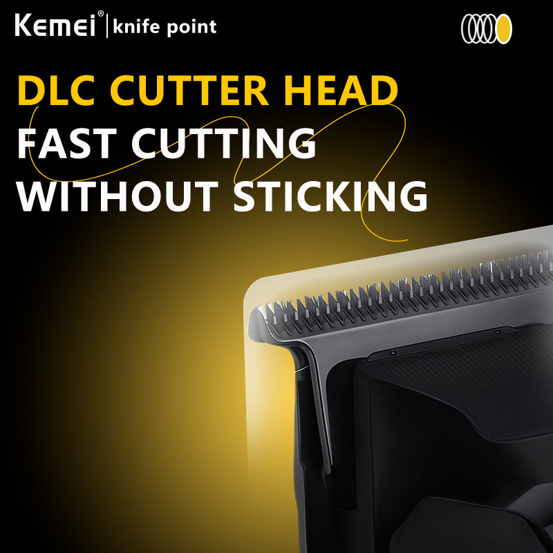 KEMEI KM-1859 Professional Hair Clipper – DLC Blade, 2000mAh Battery, LCD Display, USB/Electric, Adjustable Speeds