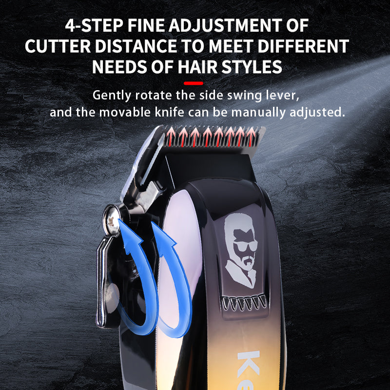 Kemei KM-709A Professional Hair Clipper – Cordless Trimmer with LED Display, Fast Charging, Adjustable Speeds