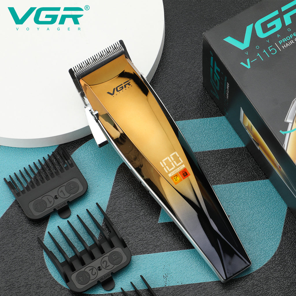 VGR V-115 Professional Hair Clipper – Cordless & Corded Trimmer with LED Display, Long Battery, Stainless Steel Blades