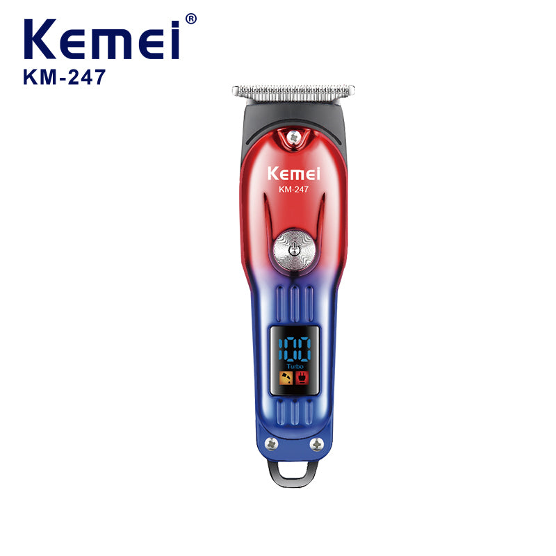 Kemei KM-247 Professional Hair Trimmer – All-in-One Grooming Kit, Fast Charging, Adjustable Lengths, LCD Display