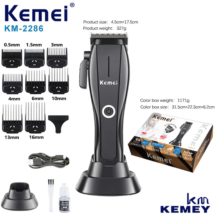 Kemei KM-2286 Professional Hair Clipper – USB Powered, Stainless Steel + DLC Blade, 6W High Power, Private Mold Design