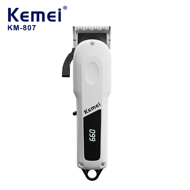 Kemei KM-807 Professional Hair Clipper – Carbon Steel Blades, Digital LCD,  USB Charging
