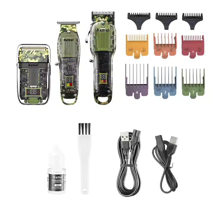 Kemei KM-2379 Professional Hair Trimmer – Rechargeable USB Clipper with Stainless Steel Blades & LCD Display