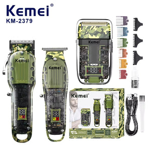 Kemei KM-2379 Professional Hair Trimmer – Rechargeable USB Clipper with Stainless Steel Blades & LCD Display