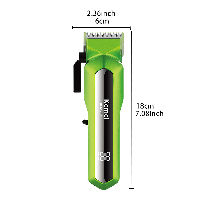 Kemei KM-1789 Professional Hair Clipper – Rechargeable Beard & Hair Trimmer with LED Display, Stainless Steel Blades