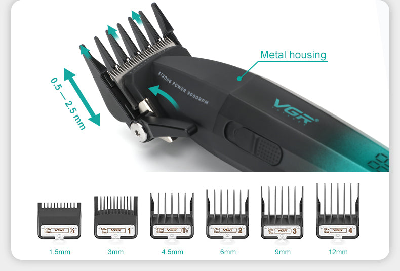 VGR V-003 Professional Rechargeable Hair Clipper – Ceramic Blade