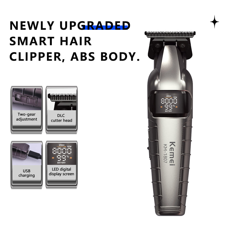 Kemei KM-1807 Professional Hair Clipper – 10W Rechargeable, Multiple Speeds & Adjustable Lengths
