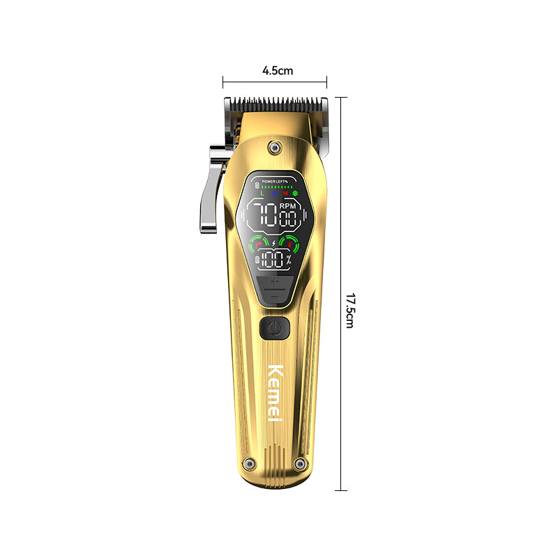 Kemei KM-1698 Gold Professional Hair Clipper – Ceramic Blade, 7000 RPM Motor, Adjustable Blade Level