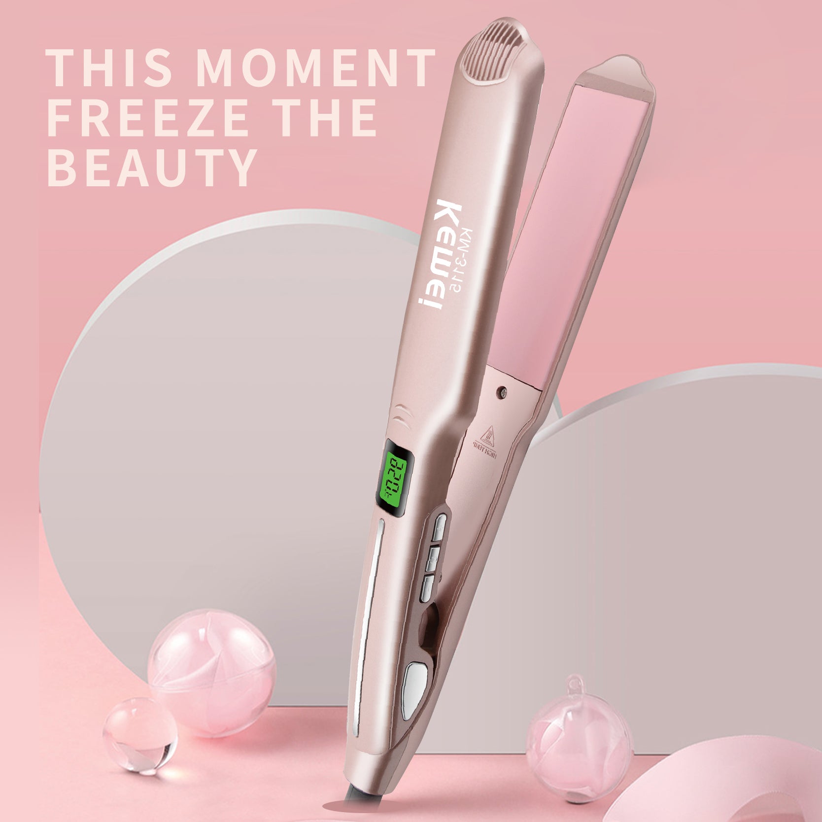 Kemei KM-3115 Titanium Hair Straightener – Dual Wet & Dry Styling, Fast Heating, LCD Display, 450°F–950°F – Custom Color