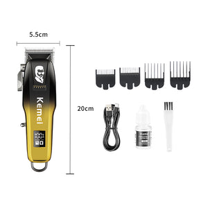 Kemei KM-709A Professional Hair Clipper – Cordless Trimmer with LED Display, Fast Charging, Adjustable Speeds