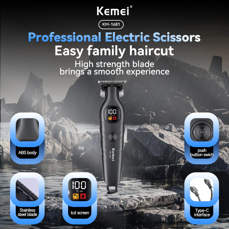Kemei KM-1681 Electric Shaver for Men – Dual Speed Modes, Battery Display, Lightweight, Travel-Friendly, Waterproof