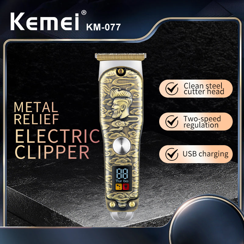 Kemei KM-077 Hair Clipper Trimmer – Rechargeable, Stainless Steel Blades, USB Powered