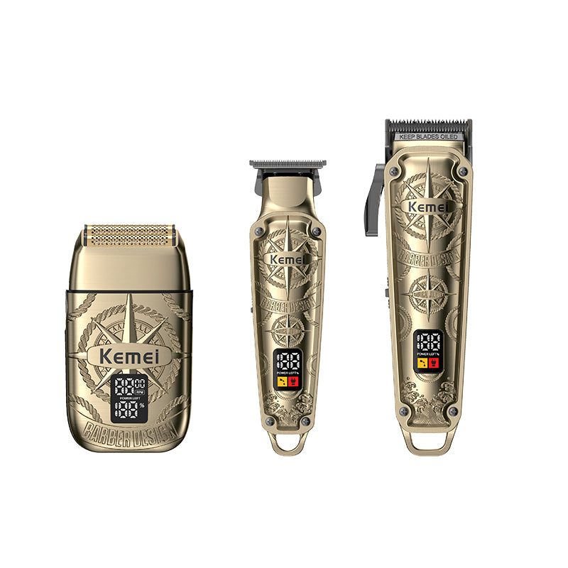 Kemei KM-8558 Professional Hair Clipper Trimmer Set – LCD Display, 7000–8500 RPM, Fast Charging, Adjustable Cutting Lengths