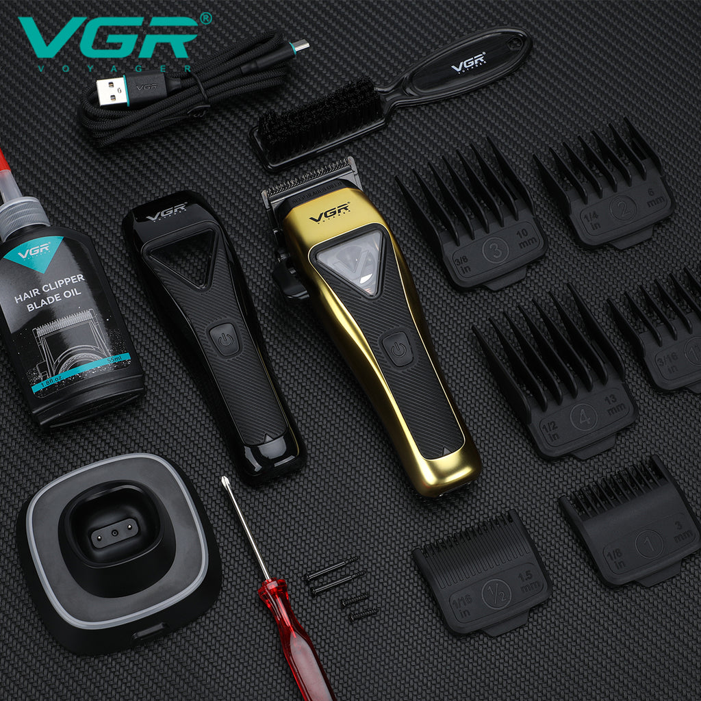 VGR V-015 Professional Hair Clipper – 9000 RPM Vector Motor, DLC Blade, USB-C