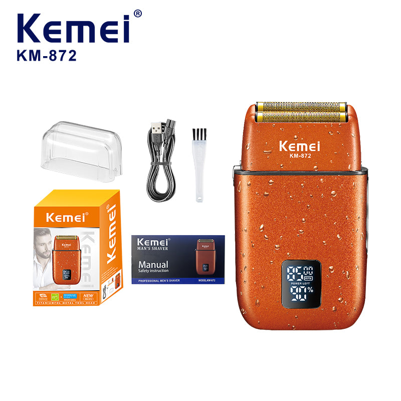 KEMEI KM-872 Rotary Shaver for Men – Twin Blade, 600mAh Battery, Compact Electric Face Razor
