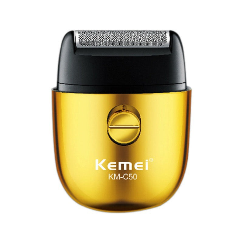 Kemei KM-C50 Electric Foil Shaver for Unisex– Twin Blade Rechargeable Shaver for Face & Body, Waterproof, Gold