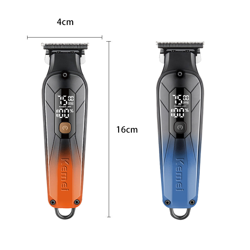Kemei KM-1741 Professional Hair Clipper – USB Rechargeable, LCD Display, Adjustable Speeds, Stainless Steel Blades