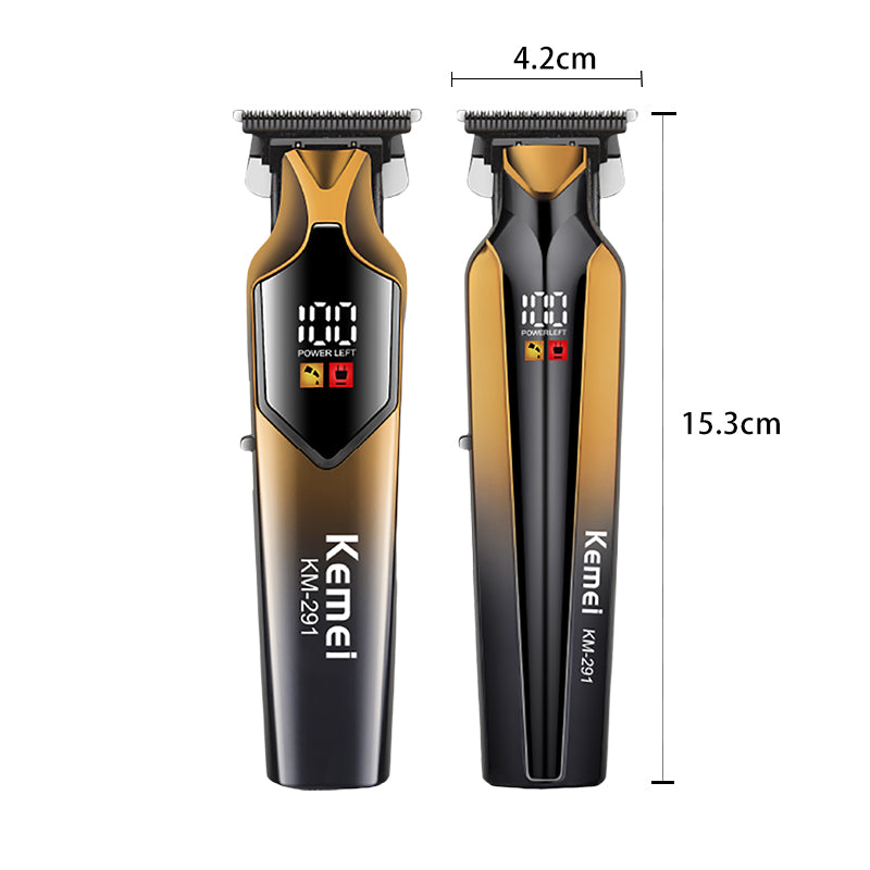 Kemei KM-291 Professional Hair Clipper Kit – USB Rechargeable, LED Display, Adjustable Cutting Lengths & Speeds