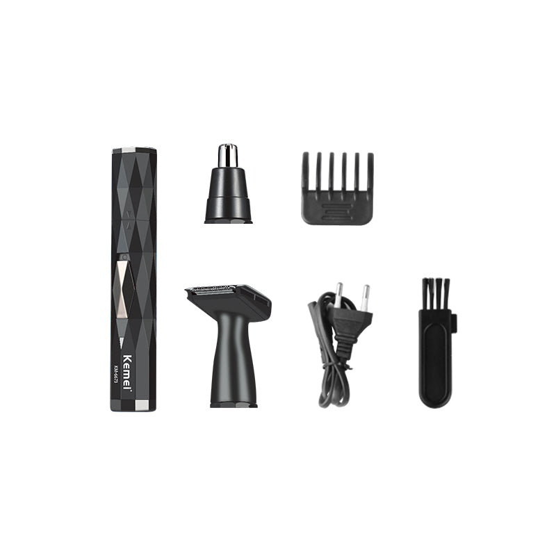 Kemei KM-6673 2-in-1 Nose and Ear Hair Trimmer for Men – Rechargeable, Lightweight, Stainless Steel Blades