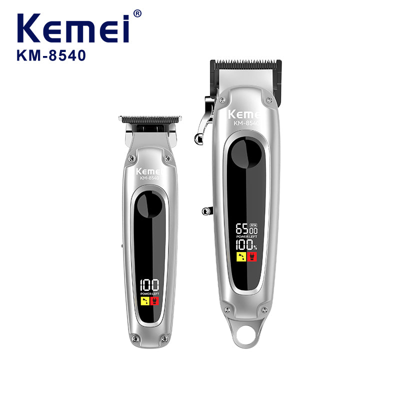 Kemei KM-8540 Professional Hair Clipper & Trimmer Set – Dual Blades, Ceramic Cutter, LED Display