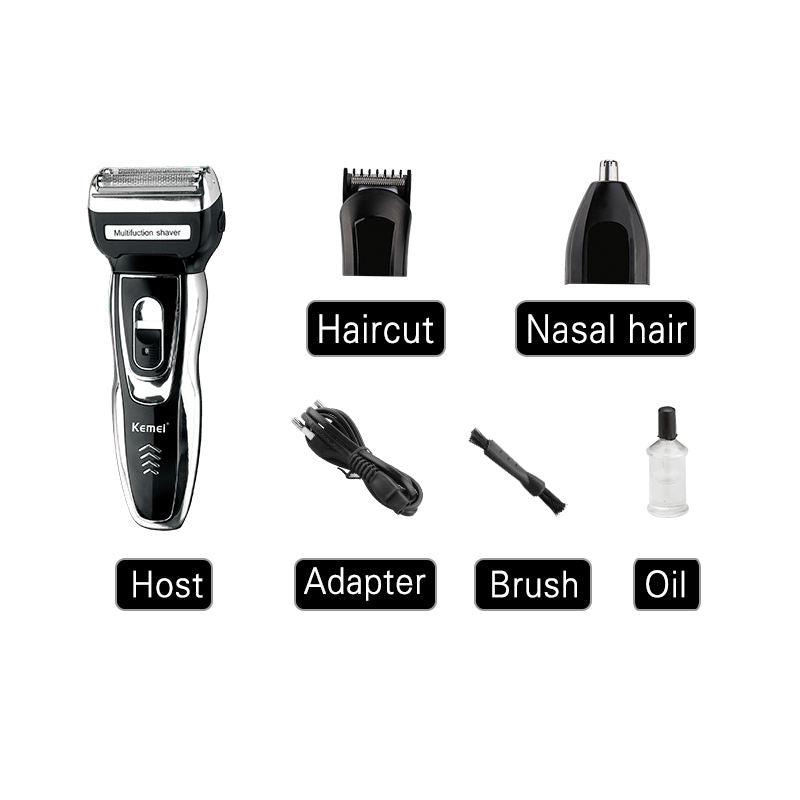 Kemei KM-5558 Multi-Function Shaver for Men – 3 Heads, High-Speed Motor, Dry Use, Friendly Design