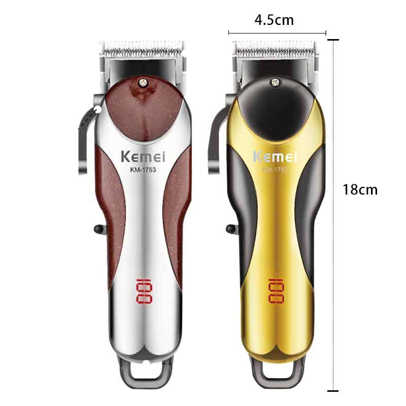 Kemei KM-1753 Professional Hair Clipper – Cordless Rechargeable Beard & Hair Trimmer with LCD Display