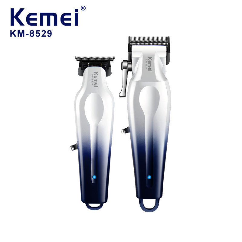 Kemei KM-8529 Professional Hair Clipper – USB Rechargeable, DLC Blade, LCD Display, Adjustable Speeds & Cutting Lengths