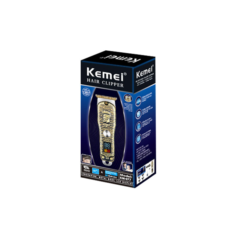 Kemei KM-077 Hair Clipper Trimmer – Rechargeable, Stainless Steel Blades, USB Powered