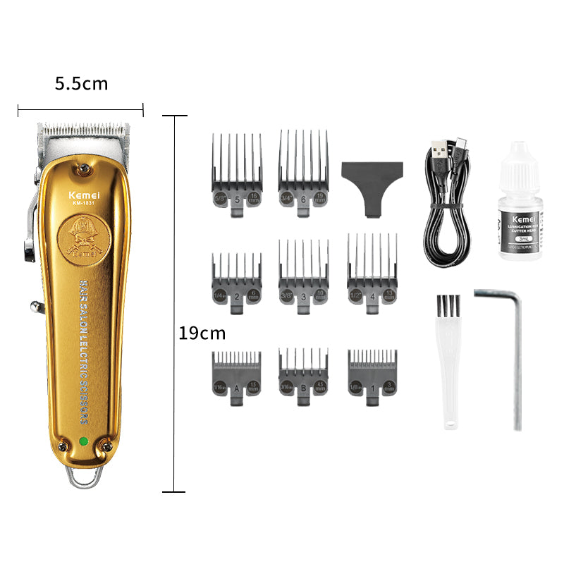 Kemei KM-1831 Professional Waterproof Hair Clipper USB Charging