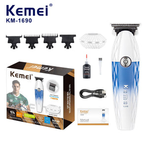 Kemei KM-1690 Professional Hair Clipper – Cordless Electric Hair Trimmer with Long Runtime, Fast Charging, LCD Display