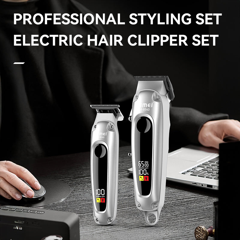 Kemei KM-8540 Professional Hair Clipper & Trimmer Set – Dual Blades, Ceramic Cutter, LED Display