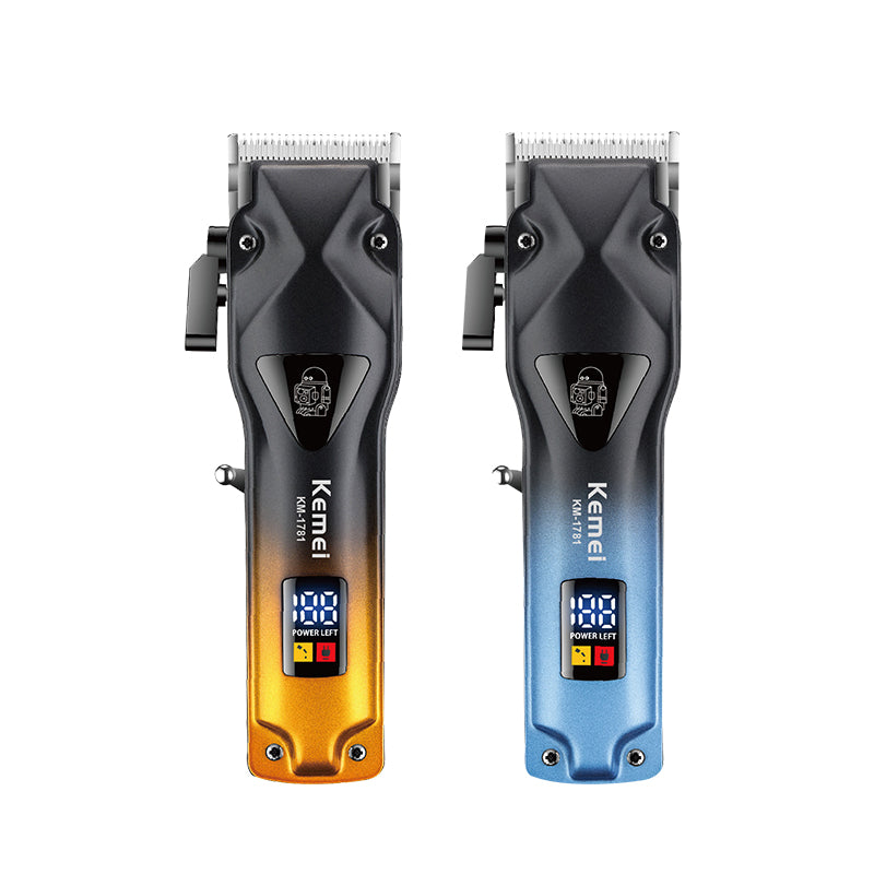 Kemei KM-1781 Professional Hair Clipper – LCD Display, 2000mAh Battery, Adjustable Cutting Lengths, Fast Charging