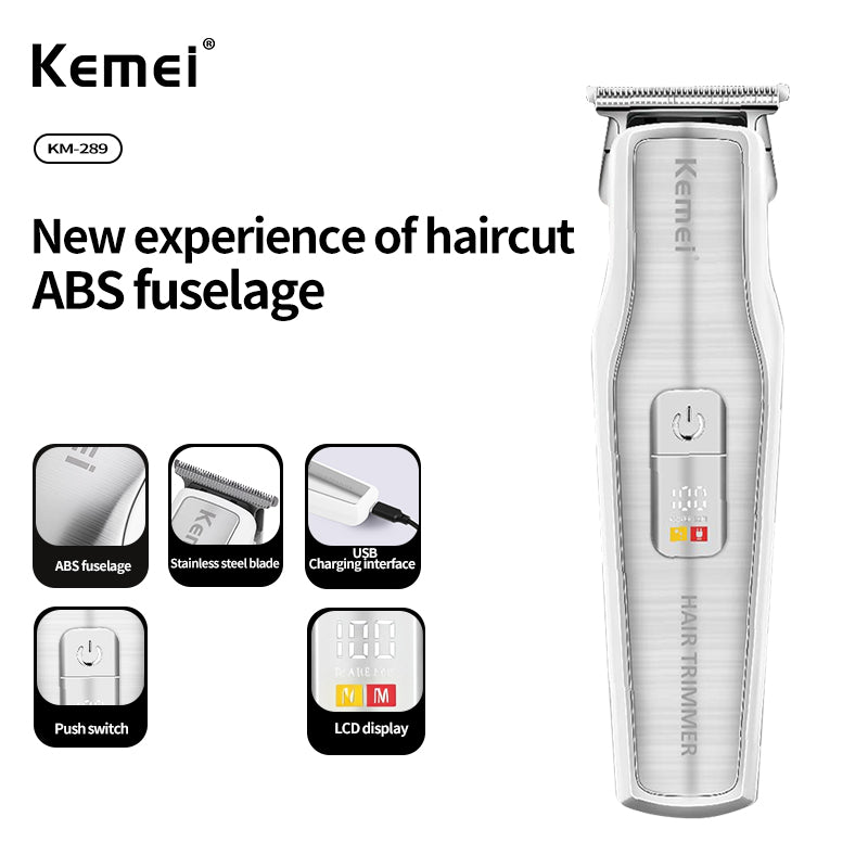 KEMEI KM-289 Professional Hair Clipper – Cordless, 600mAh Battery, Adjustable Speeds, Fast Charging, Stainless Steel Blade