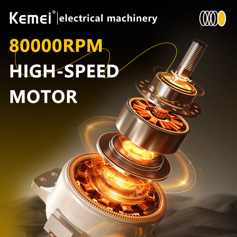 KEMEI KM-1859 Professional Hair Clipper – DLC Blade, 2000mAh Battery, LCD Display, USB/Electric, Adjustable Speeds
