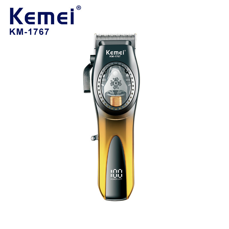 Kemei KM-1767 Professional Hair Clipper – Ceramic Blade, LCD Display & Fast Charging Trimmer