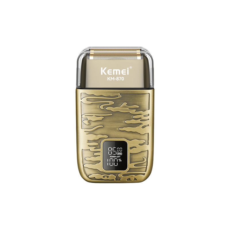 Kemei KM-870 Electric Razor for Men – 3-Speed Cordless Foil Shaver, LED Display, USB Rechargeable, Bald Head & Beard Grooming