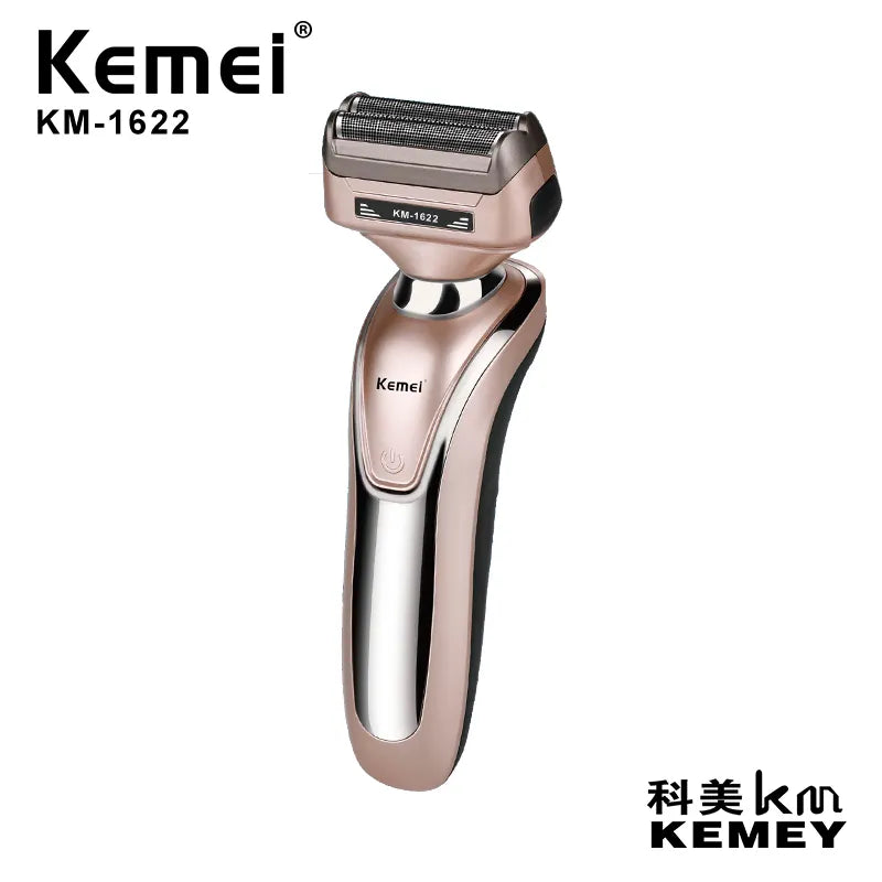 Kemei KM-1622 Men’s Rechargeable Hair Clipper – 5-Speed Rotary & Foil Head Shaver with Stainless Steel Blades