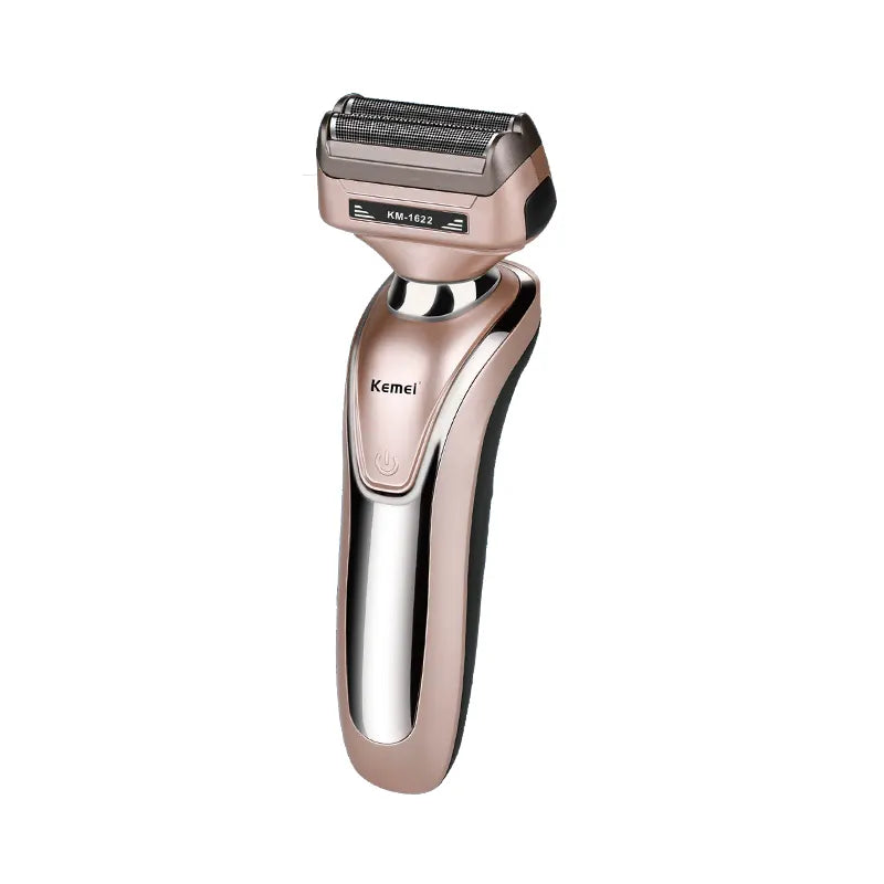 Kemei KM-1622 Men’s Rechargeable Hair Clipper – 5-Speed Rotary & Foil Head Shaver with Stainless Steel Blades