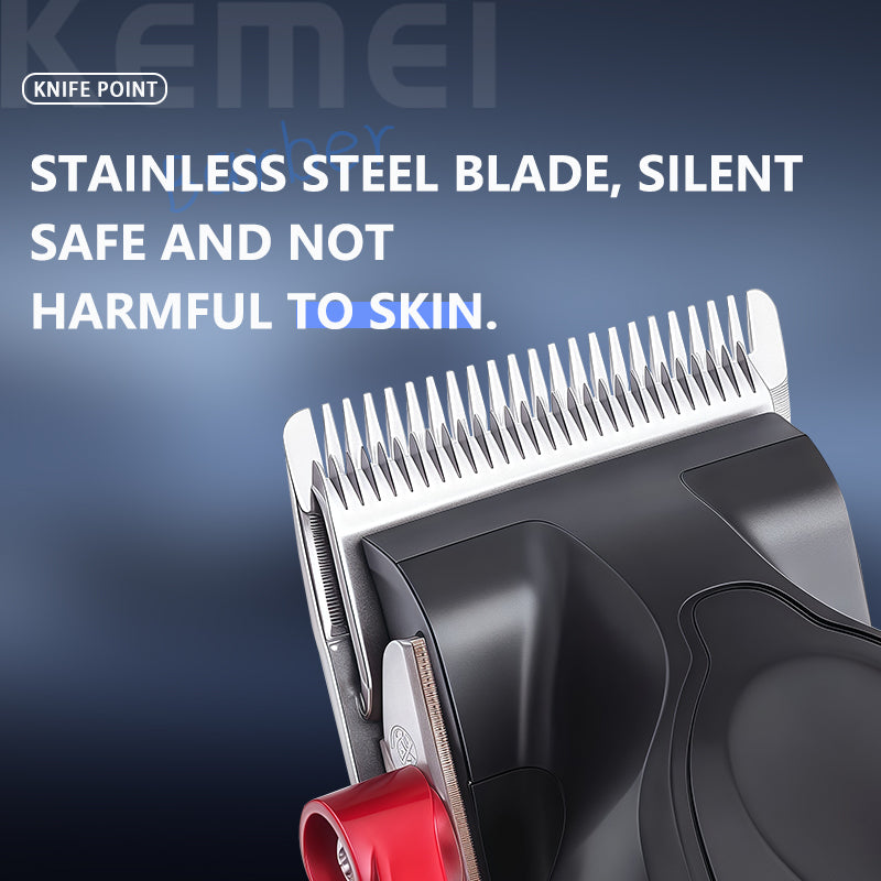 Kemei KM-1597 Professional Hair Clipper – LCD Display, 2000mAh Li-Ion Battery, Adjustable Speeds, Fast Charging