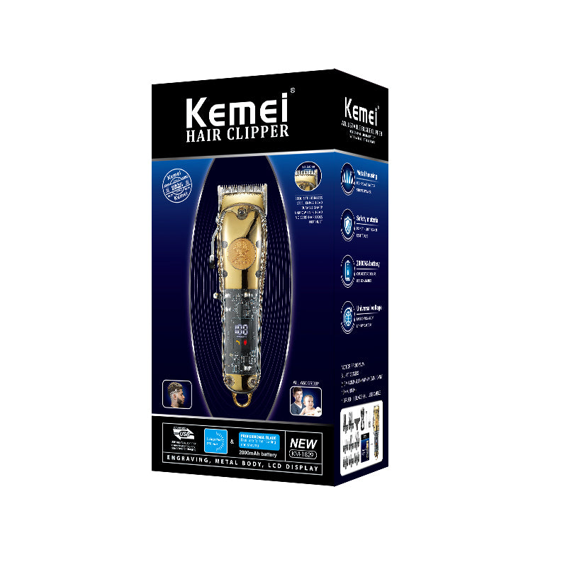 KEMEI KM-1829 Rechargeable Men’s Electric Shaver – Beard, Nose & Ear Trimmer, 3 Combs, Cordless