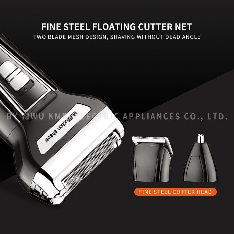 Kemei KM-6558 Rechargeable Electric Shaver – Dual Floating Heads, Wet & Dry Use, 3 Speed Modes