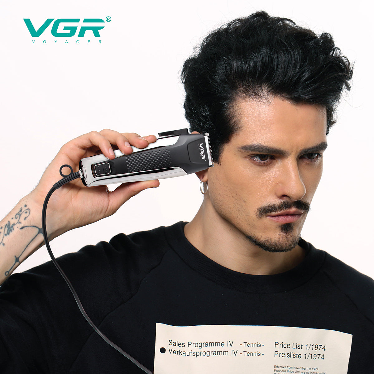VGR-120 Professional Hair Clipper – Corded Electric Trimmer with 8 Comb Attachments & Adjustable Taper Lever