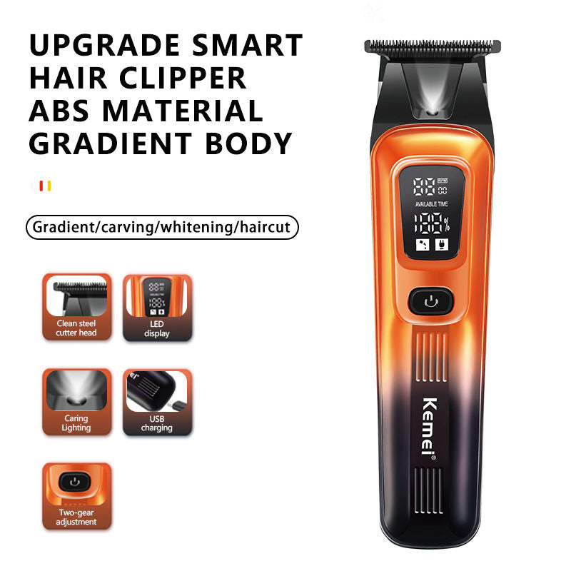 KEMEI KM-037 Professional Hair Clipper – Cordless, Stainless Steel Blade, LED Display, 1200mAh Battery