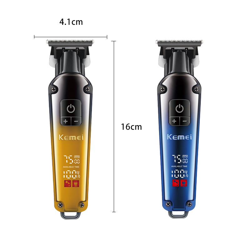 Kemei KM-1866 Professional Hair Clipper – Metal Body, LCD Display, Fast Charging, 1200mAh Battery, Adjustable Lengths