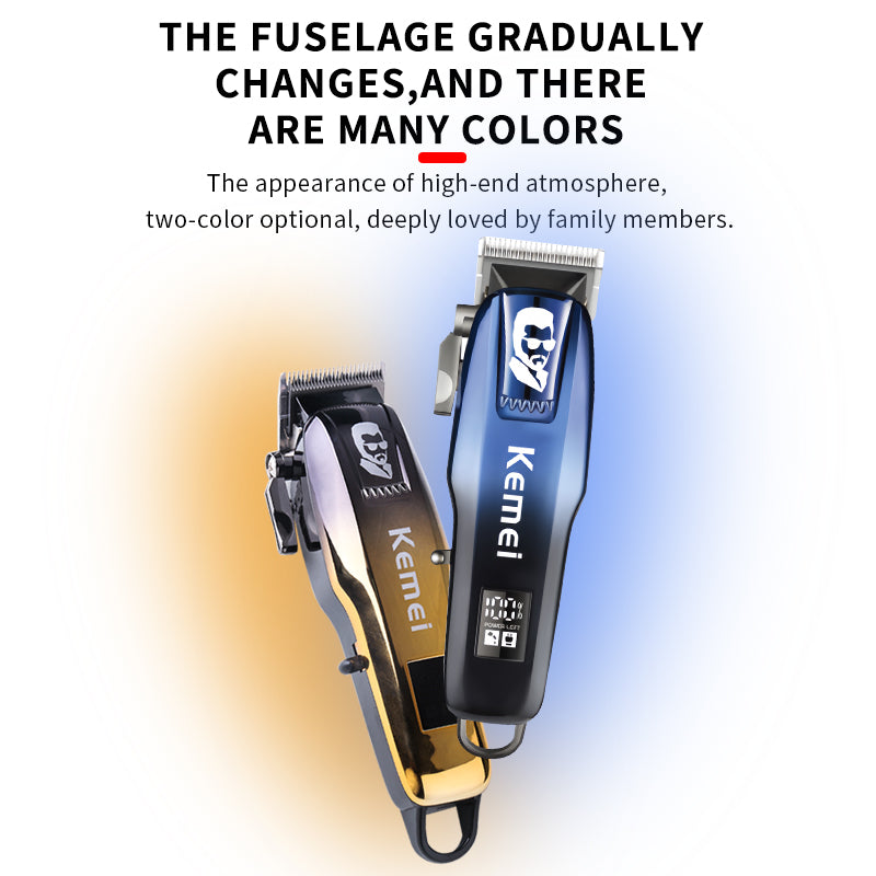 Kemei KM-709A Professional Hair Clipper – Cordless Trimmer with LED Display, Fast Charging, Adjustable Speeds