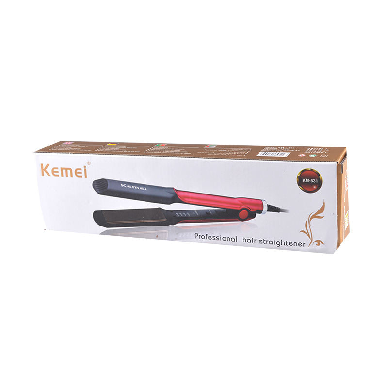 Kemei KM-531 Professional Hair Straightener – Black/Red – High-Performance Styling Tool for Women & Family Use