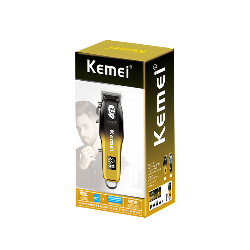 Kemei KM-709A Professional Hair Clipper – Cordless Trimmer with LED Display, Fast Charging, Adjustable Speeds