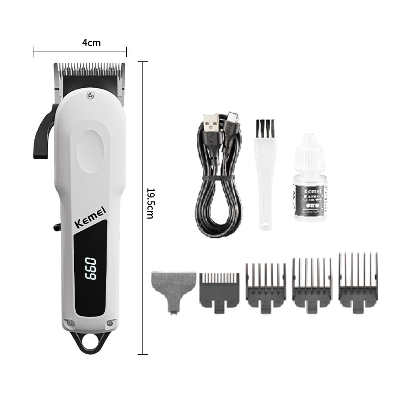 Kemei KM-807 Professional Hair Clipper – Carbon Steel Blades, Digital LCD,  USB Charging