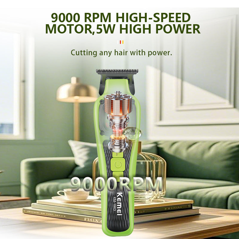 Kemei KM-1863 Professional Hair Clipper & Beard Trimmer with LCD Display – Rechargeable Cordless