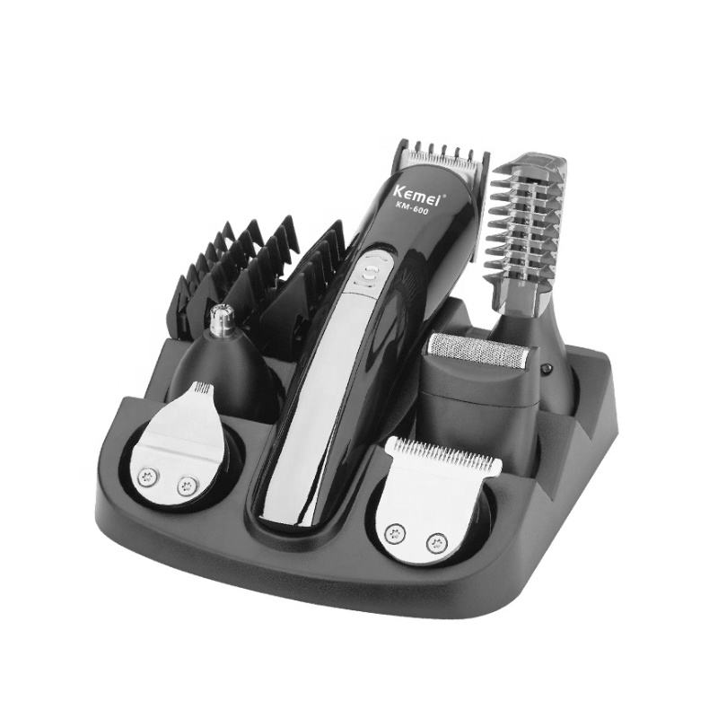 Kemei KM-600 6-in-1 Grooming Kit for Men – High-Speed Motor, Stainless Steel Blades, Nose, Beard & Body Trimmer